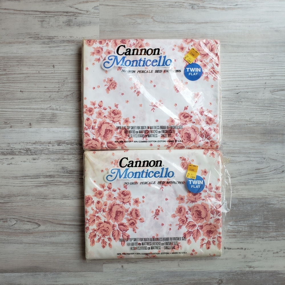 NWT Vintage Cannon Monticello Twin Flat Sheets
